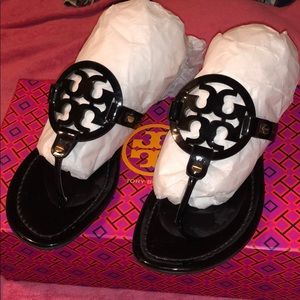 Tory Burch Black Patent Leather Sandals